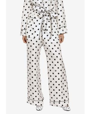 Dolce & Gabbana Polka Dot Print Silk Pyjama Pants - White