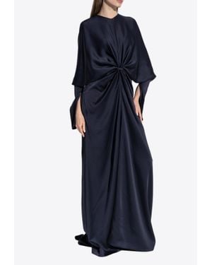 Stella McCartney Twist Long-Sleeved Satin Gown - Blue