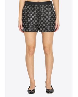Gucci Embroidered Lamé Wool Tweed Shorts - Black
