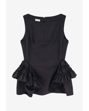 Dries Van Noten Casey Ruffled-Hem Top - Blue