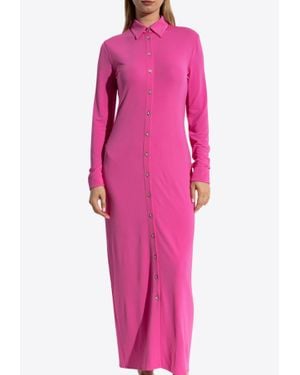 Versace Fitted Maxi Shirt Dress - Pink