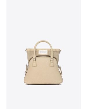 Maison Margiela 5Ac Leather Top Handle Bag - Natural