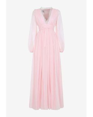 Giambattista Valli V-Neck Silk Maxi Dress - Pink
