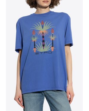 Etro X Agostino Iacurci Palm Tree Print T-Shirt - Blue