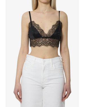 Dolce & Gabbana Satin Lace Bralette Top - Black