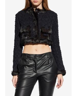 Dolce & Gabbana Fur-Trim Textured Jacket - Black
