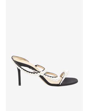 Mach & Mach Sirene 85 Embellished Pearls Sandals - White