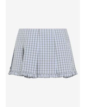 Miu Miu Checked Ruffled Mini Skirt - White