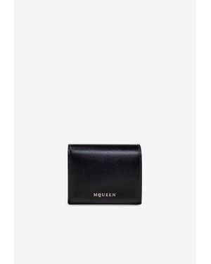 McQueen Logo Stamp Leather Wallet - White