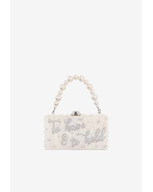 Sophia Webster Cleo Pearl-Embellished Clutch Bag - White