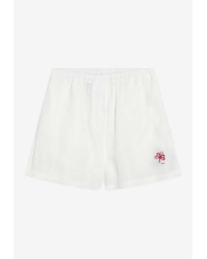 Prada Logo Embroidered Drawstring Shorts - White