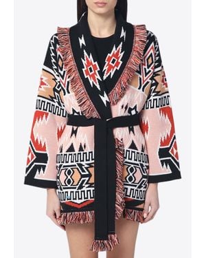 Alanui Geometric Roots Belted Cardigan - Red