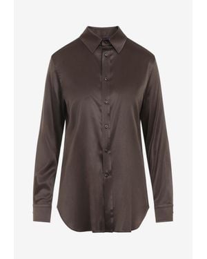 Ralph Lauren Cameron Long-Sleeved Silk Shirt - Brown