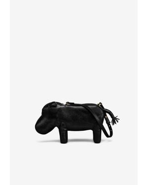 Thom Browne Hippo Baguette Grained Leather Handbag - Black