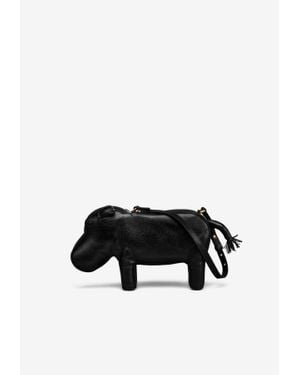 Thom Browne Hippo Baguette Grained Leather Handbag - Black