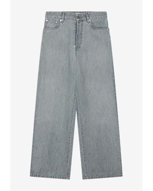 Miu Miu Washed Straight-Leg Jeans - Gray