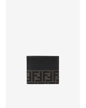 Fendi Ff Jacquard And Leather Bi-Fold Wallet - White