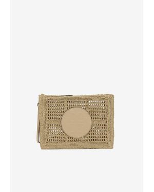 Tory Burch Ella Hand-Crocheted Zip Pouch - Natural