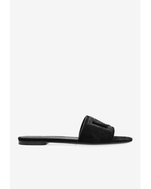 Dolce & Gabbana Bianca Embellished Dg Logo Sandals - White