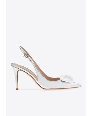 ☆Gianvito Rossi Halley85 llic leather slingback pumps☆ Halley 85 metallic leather slingback pumps in silver