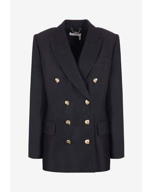 Chloé Double-Breasted Silk Blend Blazer - Blue