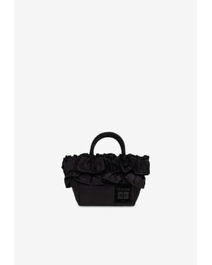 Ganni Mini Ruffle Top Handle Bag - Black