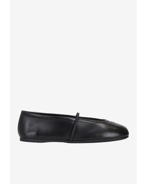 Miu Miu Embossed Logo Leather Ballet Flats - White