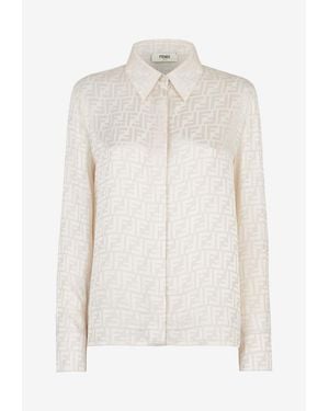 Fendi Ff Jacquard Long-Sleeved Shirt - White