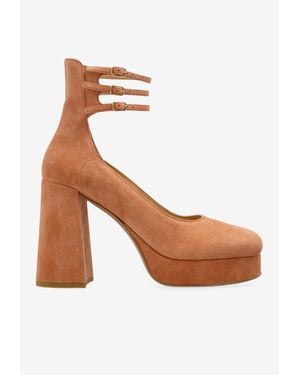 Chloé Loti 100 Platform Suede Pumps - White