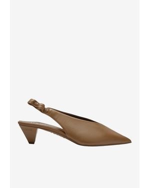 Loewe Origami Cubic 45 Slingback Pumps - Brown