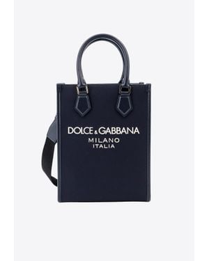 Dolce & Gabbana Small Embossed-Logo Top Handle Bag - Blue