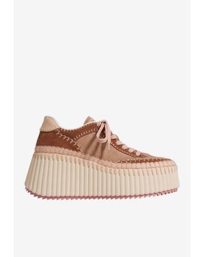 Chloé Nama Wedge Platform Sneakers - Brown