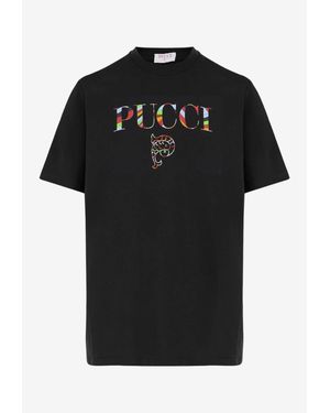 PUCCI Printed Logo Crewneck T-Shirt - Black
