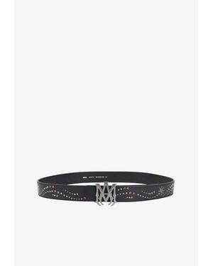 Amiri Am-Buckle Studded Leather Belt - White