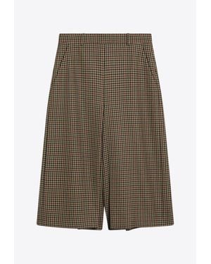 Saint Laurent Mid-Rise Houndstooth Wool Culottes - Green