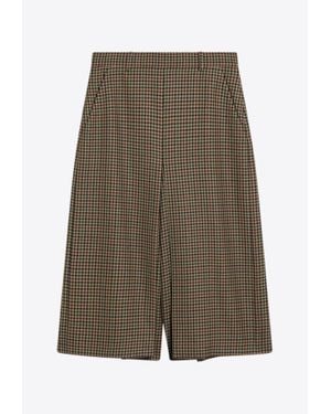 Saint Laurent Mid-Rise Houndstooth Wool Culottes - Green