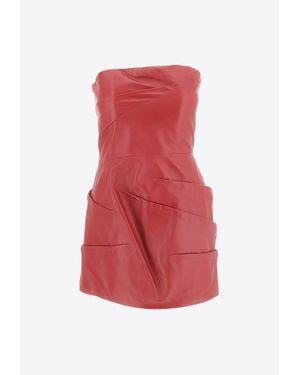 The Attico Bustier Mini Dress Leather in Black | Lyst