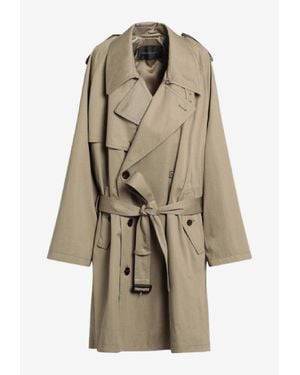 Balenciaga Double-Breasted Trench Coat - Natural