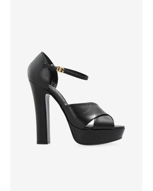 Dolce & Gabbana Keira 145 Leather Platform Sandals - White