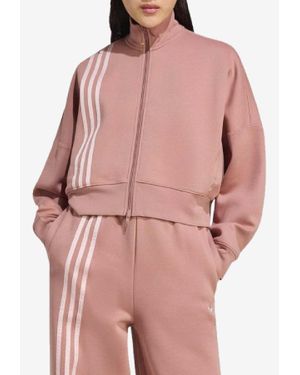adidas Originals Off Placed 3-Stripes Zip-Up Sweatshirt - Pink
