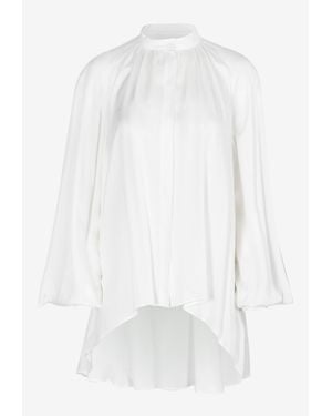 Machka Asymmetric Satin Blouse - White
