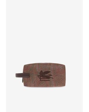 Etro Medium Arnica Paisley-Jacquard Toiletry Bag - Brown