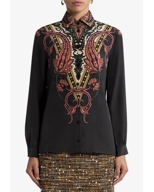 Etro Paisley Print Buttoned Shirt - Black