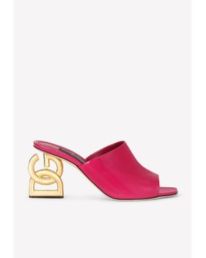 Dolce & Gabbana Keira 75 Dg Pop Heel Patent Leather Mules - Pink