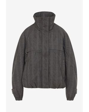 Acne Studios Funnel-Neck Check Wool Jacket - Gray