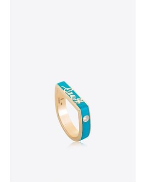 Falamank Sweet Collection 18-Karat Ring With Enamel And Diamonds - Blue