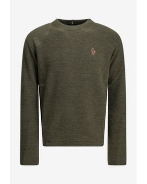 Moncler Logo Patch Knitted Sweater - Green