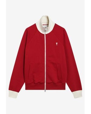Ami Paris Ami De Coeur Zip-Up Sweatshirt - Red