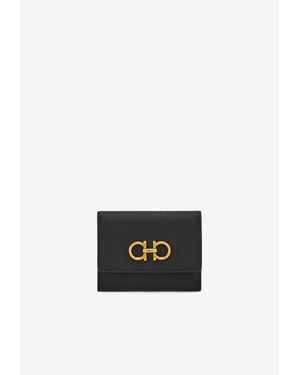 Ferragamo Gancini Tri-Fold Leather Wallet - White