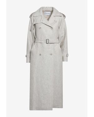 Max Mara Pedaggi Double-Breasted Duster Coat - Gray